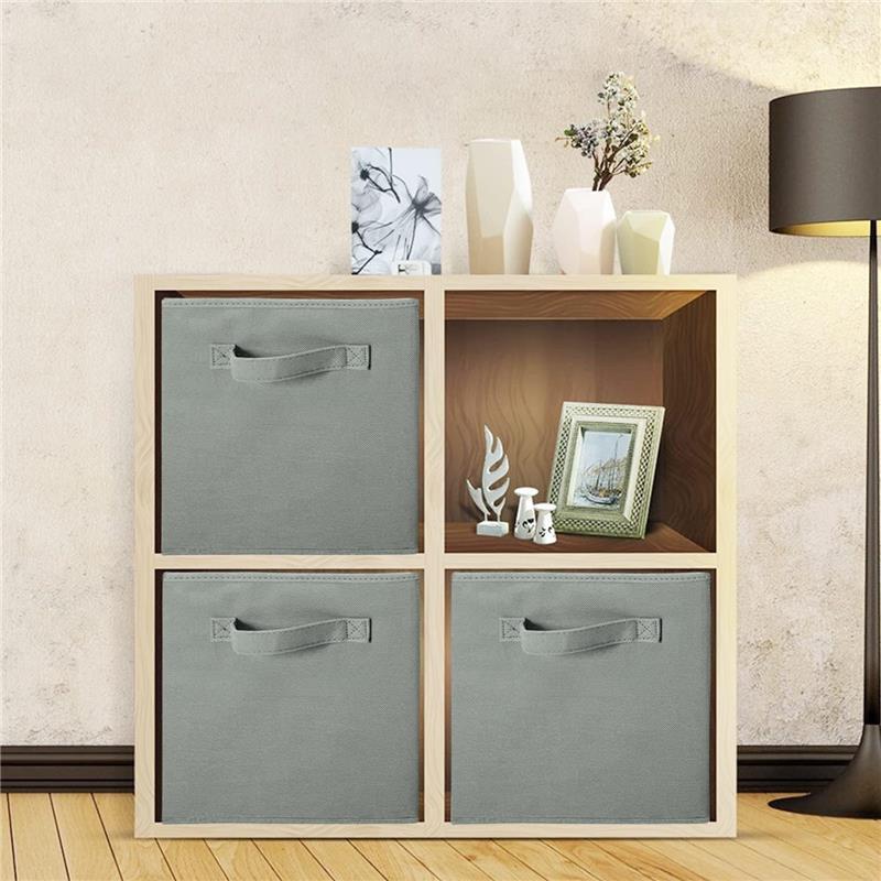 Set of 8 Foldable Storage Box, 33 x 38 x 33 cm, Fabric with Handles Storage Cubes And Cloth Storage Organizer Drawer For Closet And Toys Storage, Gray 6