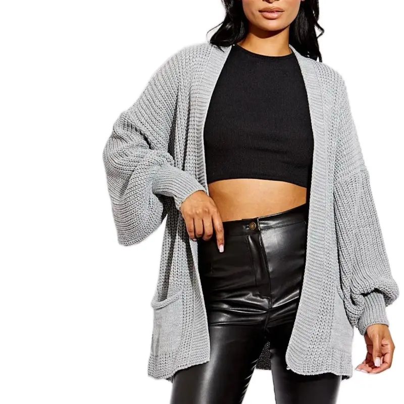 Women's Short Balloon Sleeve Knit Cardigan - Comfortable and Stylish - Womenswear, Knitwear Knitted Ladies 0