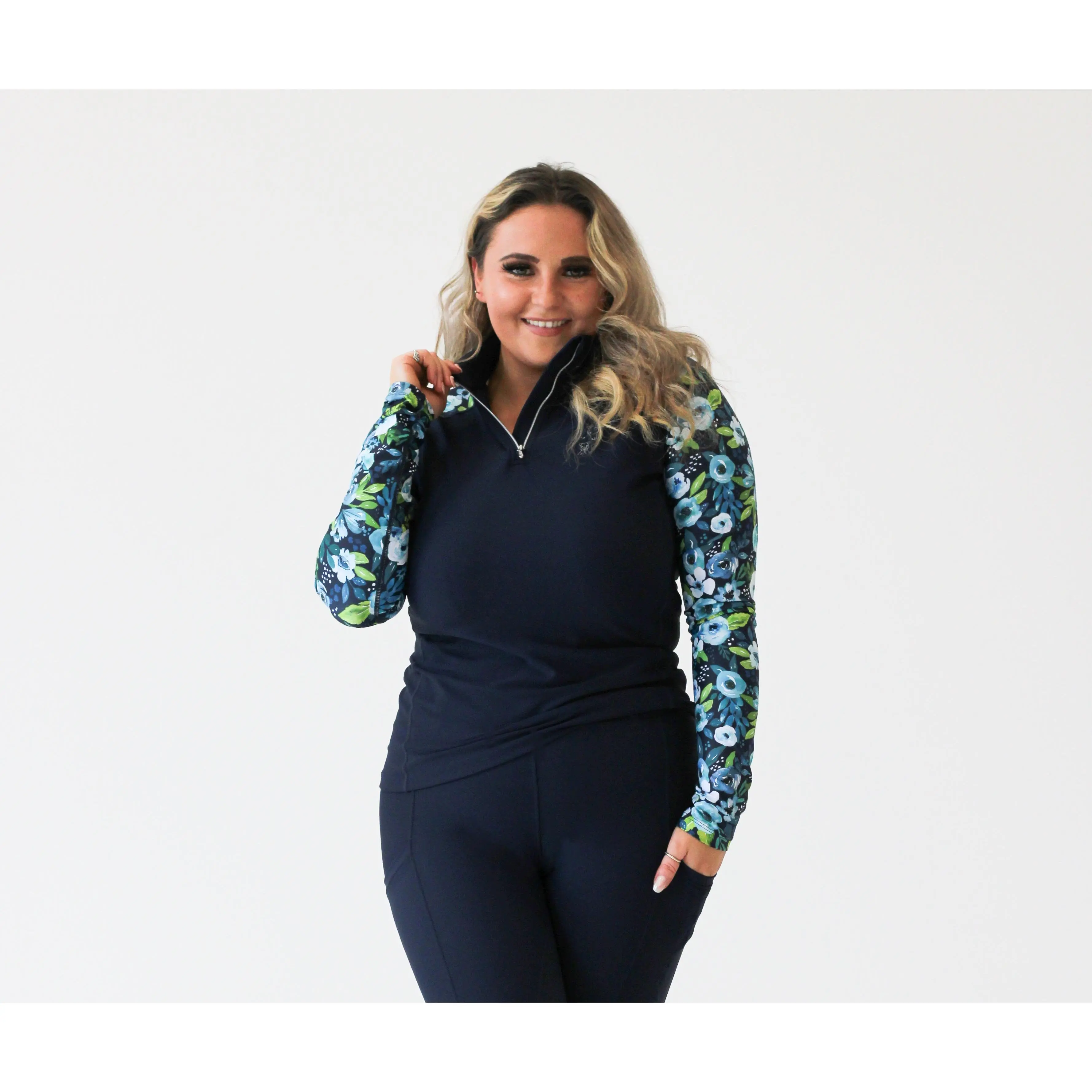 Blue Peony Base Layer - Navy