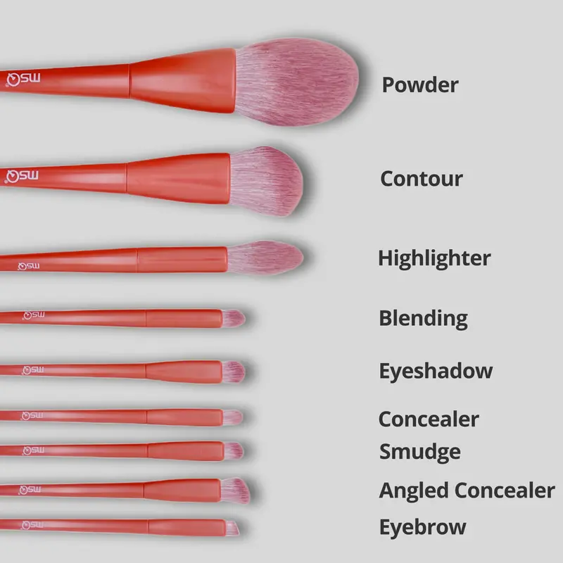 MSQ Professional 9-Piece Makeup Brush Set - Vegan & Cruelty-Free Cosmetic Brush Kit for Foundation/Blending/Eyes - Soft Synthetic Bristles - Perfect for Beginners & Pros 1