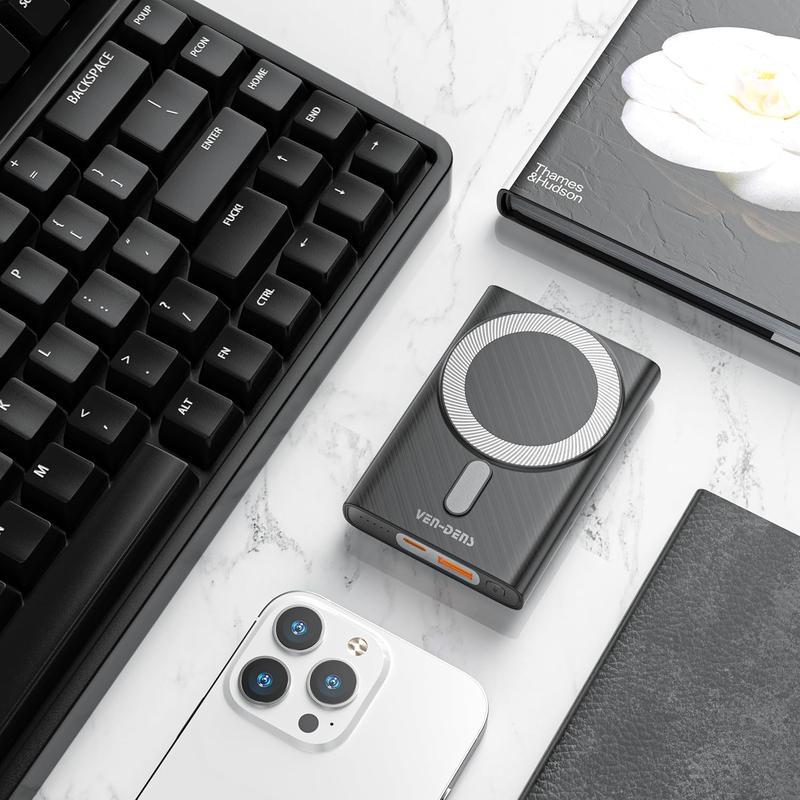 Magnetic Wireless Powerbank 10000mah- Ultra Slim, Fast Charging, High Capacity, Wireless Charger, PORTABLE, 2 in 1 quick charger power bank, for outdoor, Portable power station Smartphone Phone Accessories Cable Device Mobile Chargeable Usb Protection 8