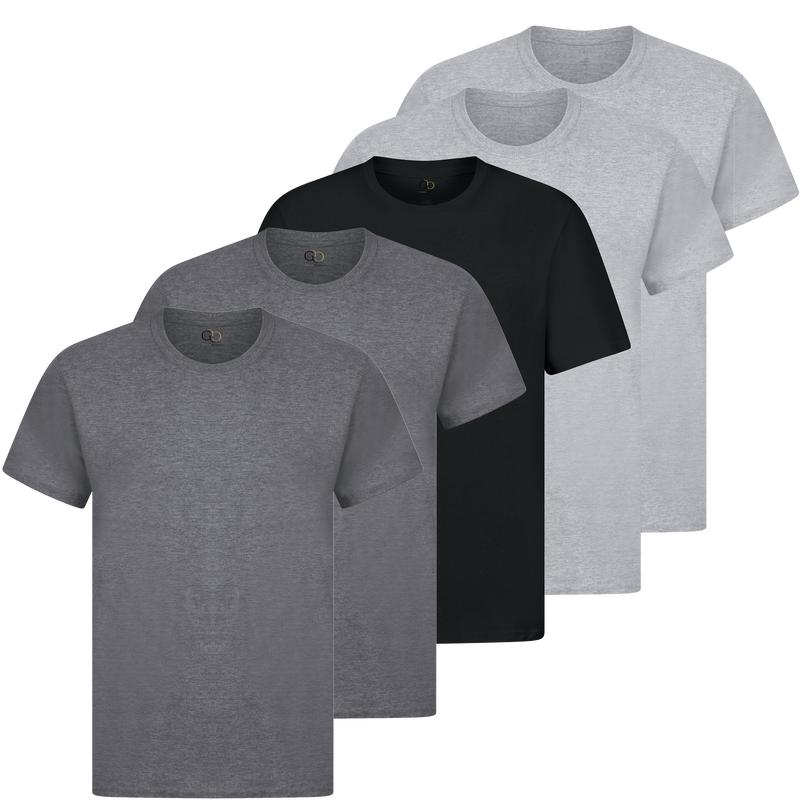 5 Pack Mens T Shirts 100% Cotton Plain Short Sleeve Tee T-Shirt Tops Bulk Menswear Set 5