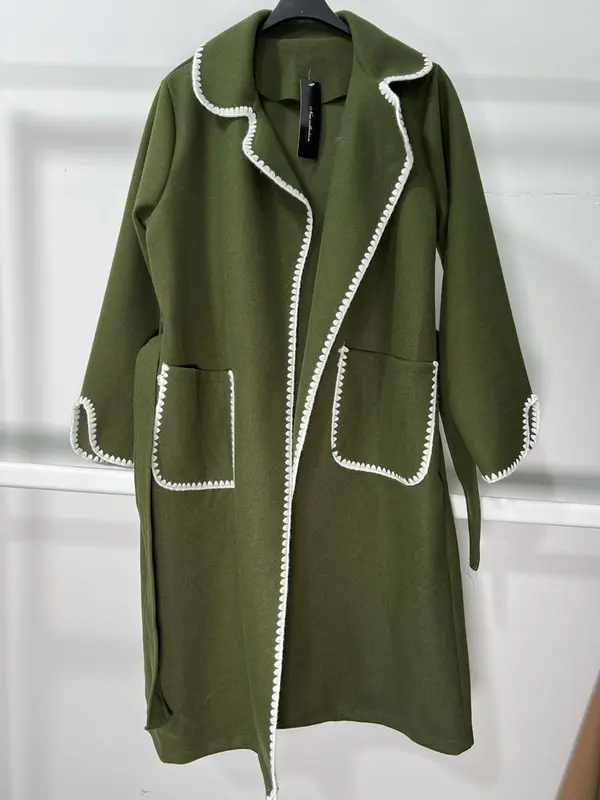 Ladies Women Long Coat With Belt trench style Casual Womenswear Comfort Outerwear Long Sleeve Longsleeves Lady Tops 3