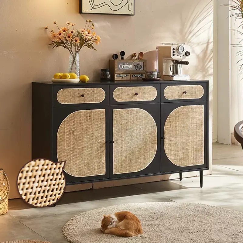 Ballard Rattan Sideboard, Black Or Oak 4