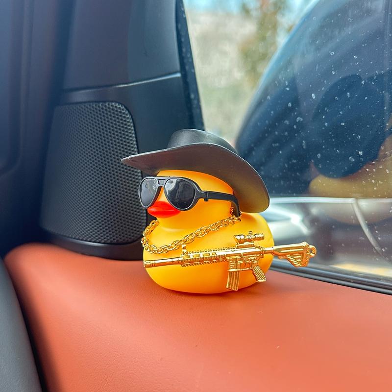 Product Introduction of 1pc Cool Duck With Black Cowboy Hat Design Car Decoration, Car Dashboard Decoration, Car Interior Decoration Accessories 5