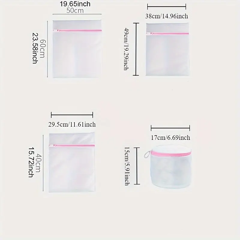 4pcs Mesh Laundry Bags with Zippers - Durable Wash Protector for Delicates, Underwear & Clothes, Rectangular Polyester Mesh Design, Machine Washable, Prevents Tangling & Damage, Laundry Room Accessories, Laundry Bags 3