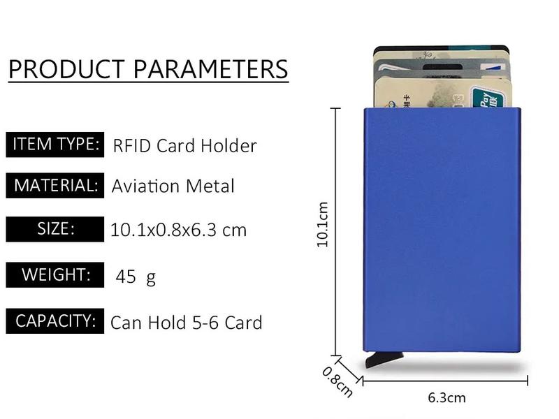 Metal RFID Blocking Card Holder Credit  Minimal Slim Mens Money Men Pocket 6