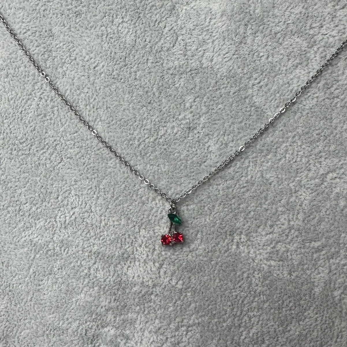 Silver cherry necklace