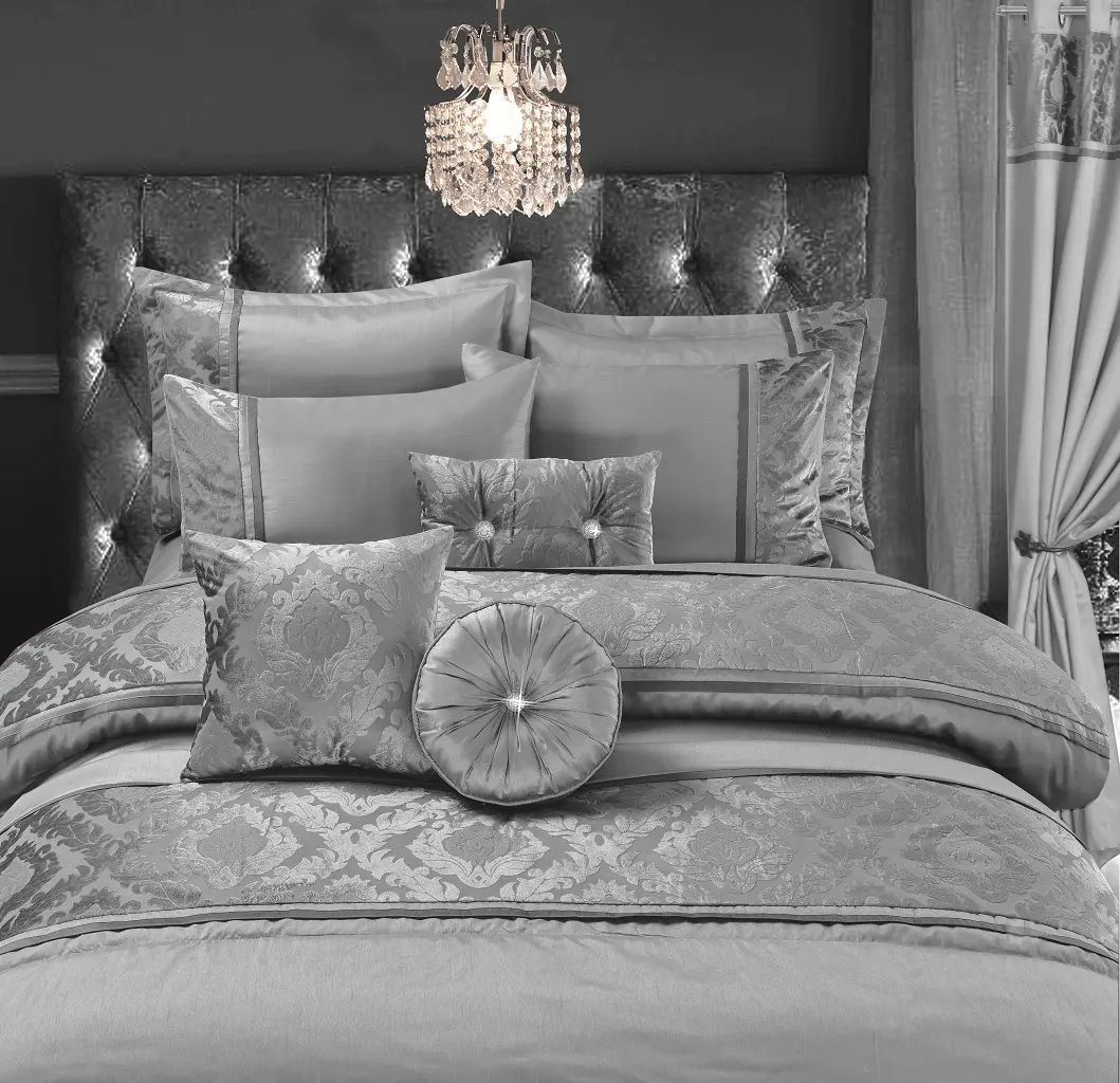 Designer Casablanca Embroidered Lace Polyester Duvet Cover, Bedding Set Satin Silk 100% Polyester