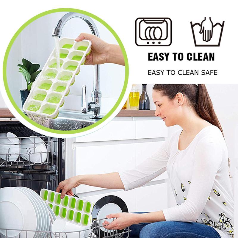 Silicone Ice Cube Trays Stackable Easy-Release Free Cocktail Freezer 4 Pack Ice Cube Tray with Lid Easy to Clean Ice Cube Moulds Save Freezer Space Reusable Ice Trays BPA Free Flexible Silicone Ice Cube Trays Removable Cubes for  Drinks  Kitchen Set 8