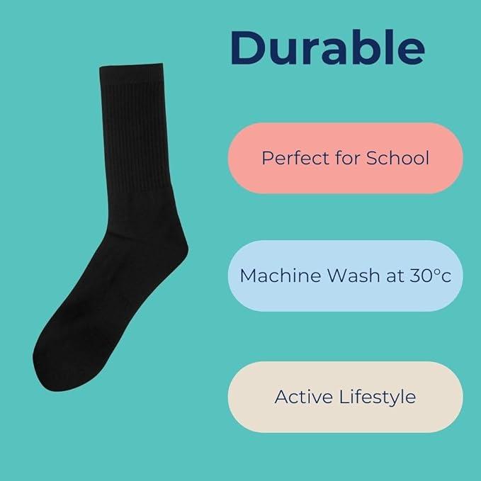 Little Ships 10 Pack Bamboo Socks Calf Socks Breathable Comfortable Kids Black Socks 10PK 3