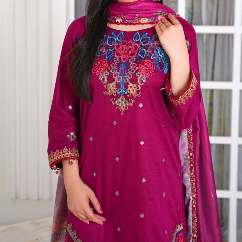 SB By Momina Designer - 3 Piece Cotton Embroidered Kameez With Trouser | MB-02 | Comfort Comfortable 4