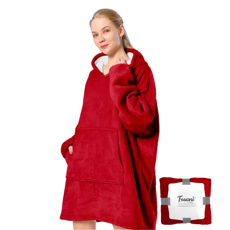 FOSANI Oversized Hooded Fleece Sherpa Blanket For Men, Women, Teenagers and Kids alike - One Size Fits All 1