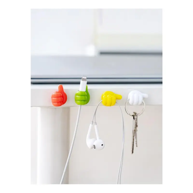 Creative thumb hook No punch adhesive wall hook data cable for storing student dormitories with cute traceless hook 4