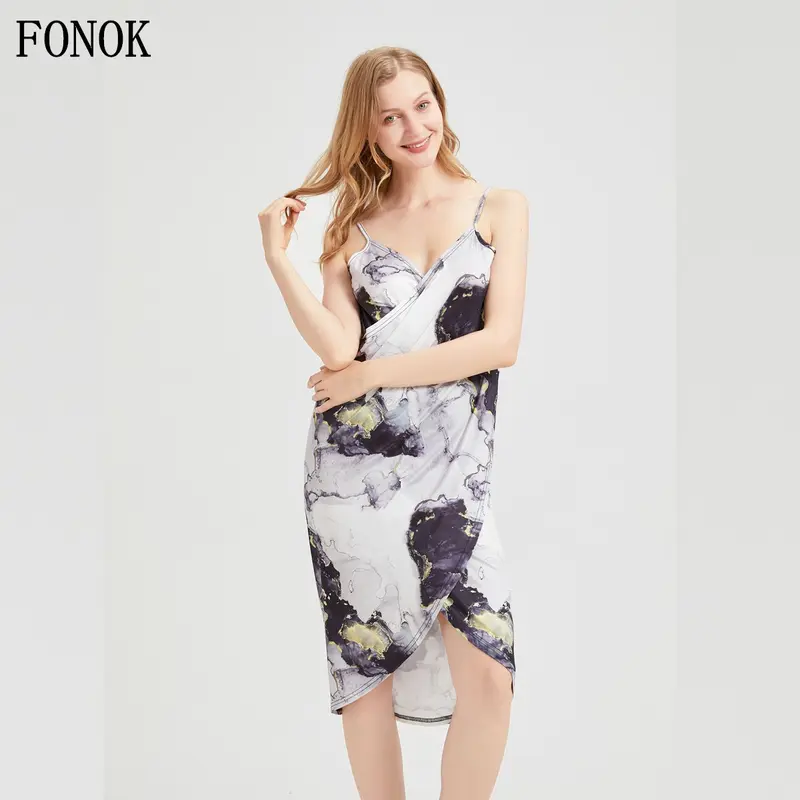 FONOK Spring/Summer Fashion Beach Dress Women Bikini Cover Up Swim Beachwear Long Maxi Wrap Sarong Plus Size Beach Dress 8