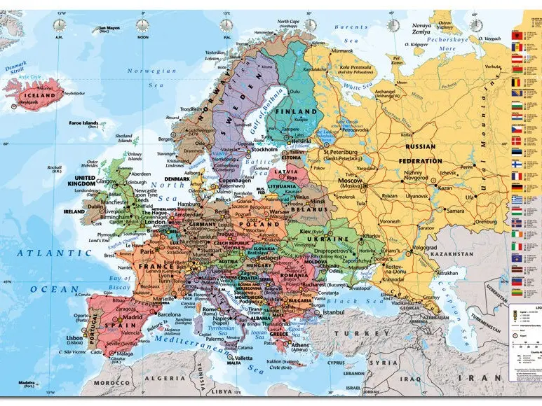 Official Europe Map With Flags Wall Chart MAXI Poster