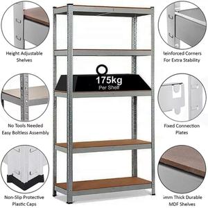 5 Tier Racking Shelf Heavy Duty Garage Shelving Storage Shelves Unit 150x70x30cm