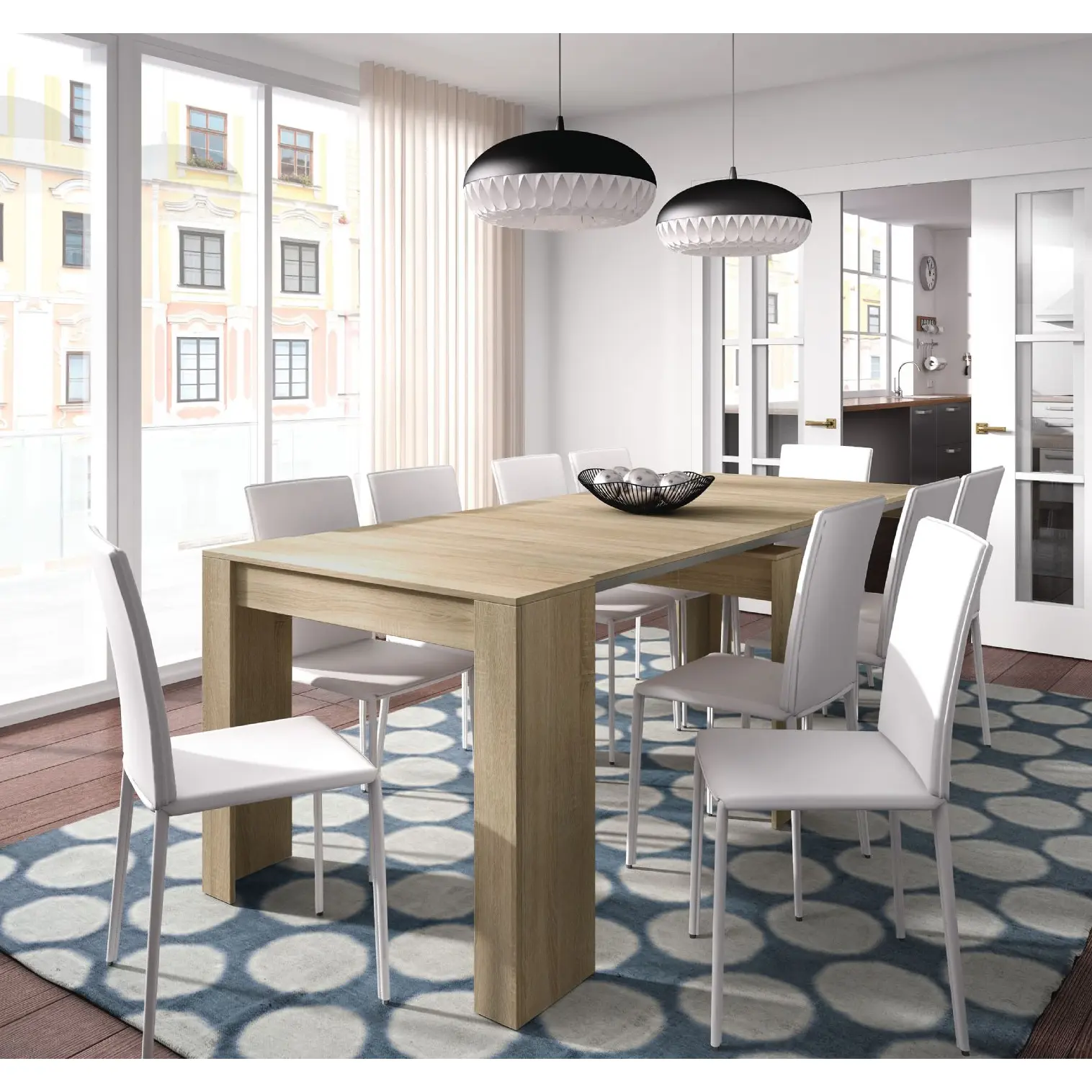 Oak Effect Extending Dining Table (51-227cm)