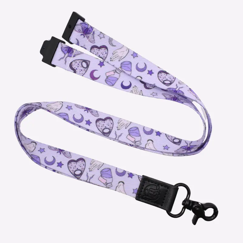 Witchy Breakaway Lanyard for Office or School ID Badge - Black Fabric Lanyard with Faux Leather Tab 0