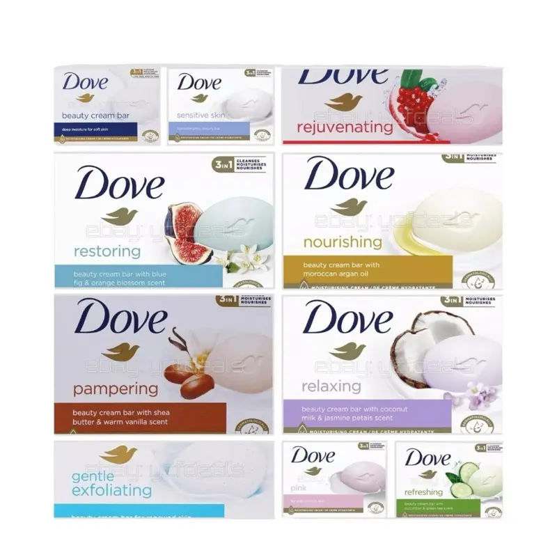 Dove Soap Bar Bars Pomegranate Cucumber & Green Tea Argan Shea Butter & Vanilla Coconut & Jasmine Flower Blue Fig - ASSORTMENT