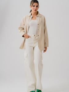 White Wide Leg Cargo Jeans