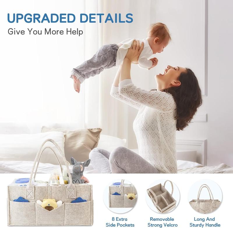 Product Introduction of Nappy Caddy, Newborn Essentials for Diaper Caddy, Sturdy Portable Washable Baby Caddy with Detachable Compartments.Baby Essentials for Newborn, Nappy Organiser for Indoor Outdoor, Khaki 5