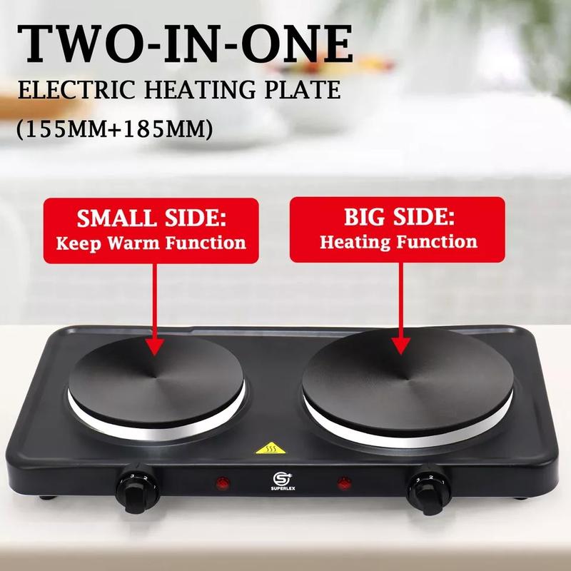 Twin Hot Plates Electric Table Top Cooker Kitchen Hob Different Sizes 2500W 7