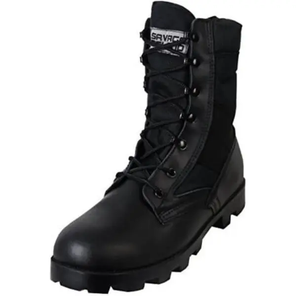 Savage Island Black Leather Jungle Combat Boots