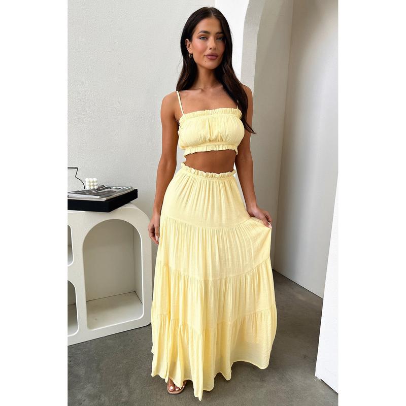 Thats So Fetch Selina Maxi Skirt - Yellow 2