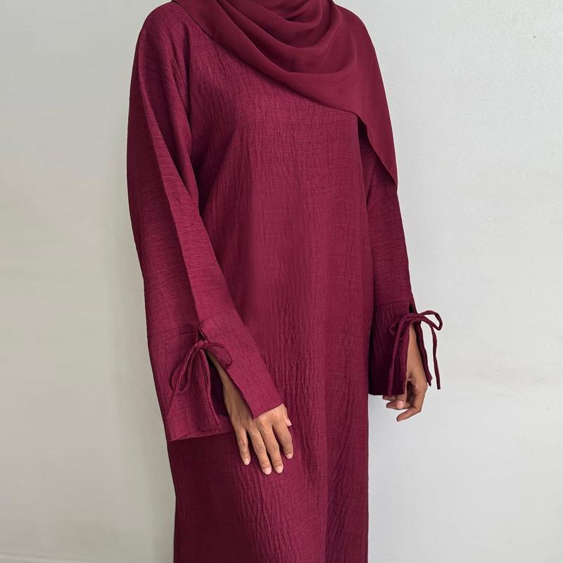 Product Introduction of Loose Closed Abaya Dress for Women, Pullover Muslim Dress, Slit Cuffs, Casual Hijabi Outwear, Dubai Islamic Clothing, Ramadan 7