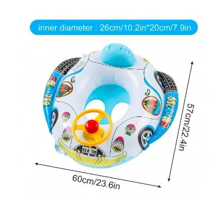 Seat Float Boat Inflatable Swimming Police Ring with Steering Beach Toddler Summer Kids Toys 2