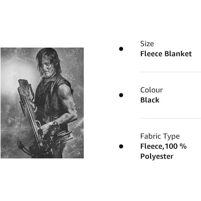 Walking Dead Daryl Dixon Fleece Blanket - 100% Polyester - 100 x 150cm 1