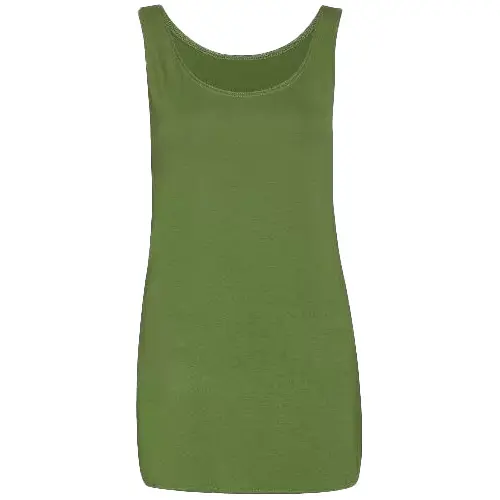 Womens Scoop Neck Sleeveless Vest Top Ladies Long Stretch Plain Vest Strappy T-Shirt Top Casual Fit Soft Womenswear 2