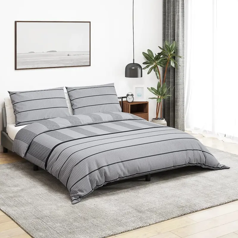 Grey Cotton Duvet Cover Set - 140x200 cm | Soft, Stylish & Durable Bedding 5