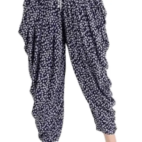 Women’s gathered draped baggy harem trouser ladies alibaba long yoga trouser pants floral pant 4