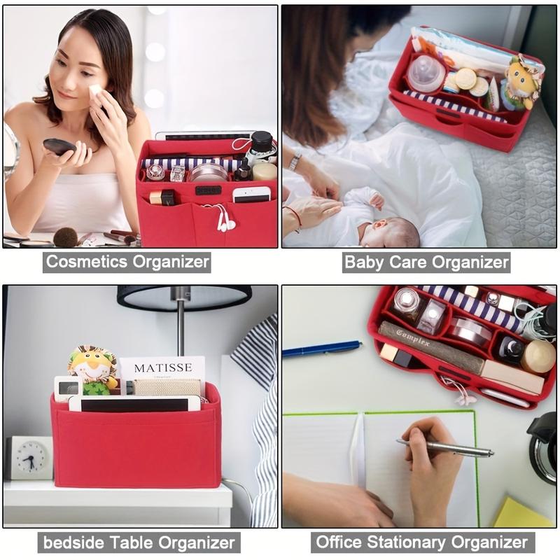 Product Introduction of Premium Foldable Felt Bag Organizer - Multi Pocket Insert for Effortless Storage - Portable Cosmetic Makeup Bag, Ideal for Handbags, Totes, and Purses - Durable, Stylish, and Space-Saving Solution 7