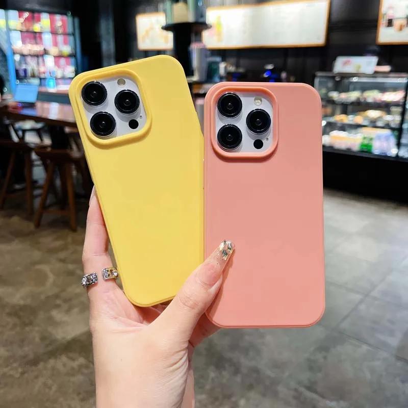 Product Introduction of Simple Solid Color Lens Bumper Shock Protection Phone Case for IPhone 16 14 15 Pro Max 13 Soft Matte Cover for IPhone 16pro 4