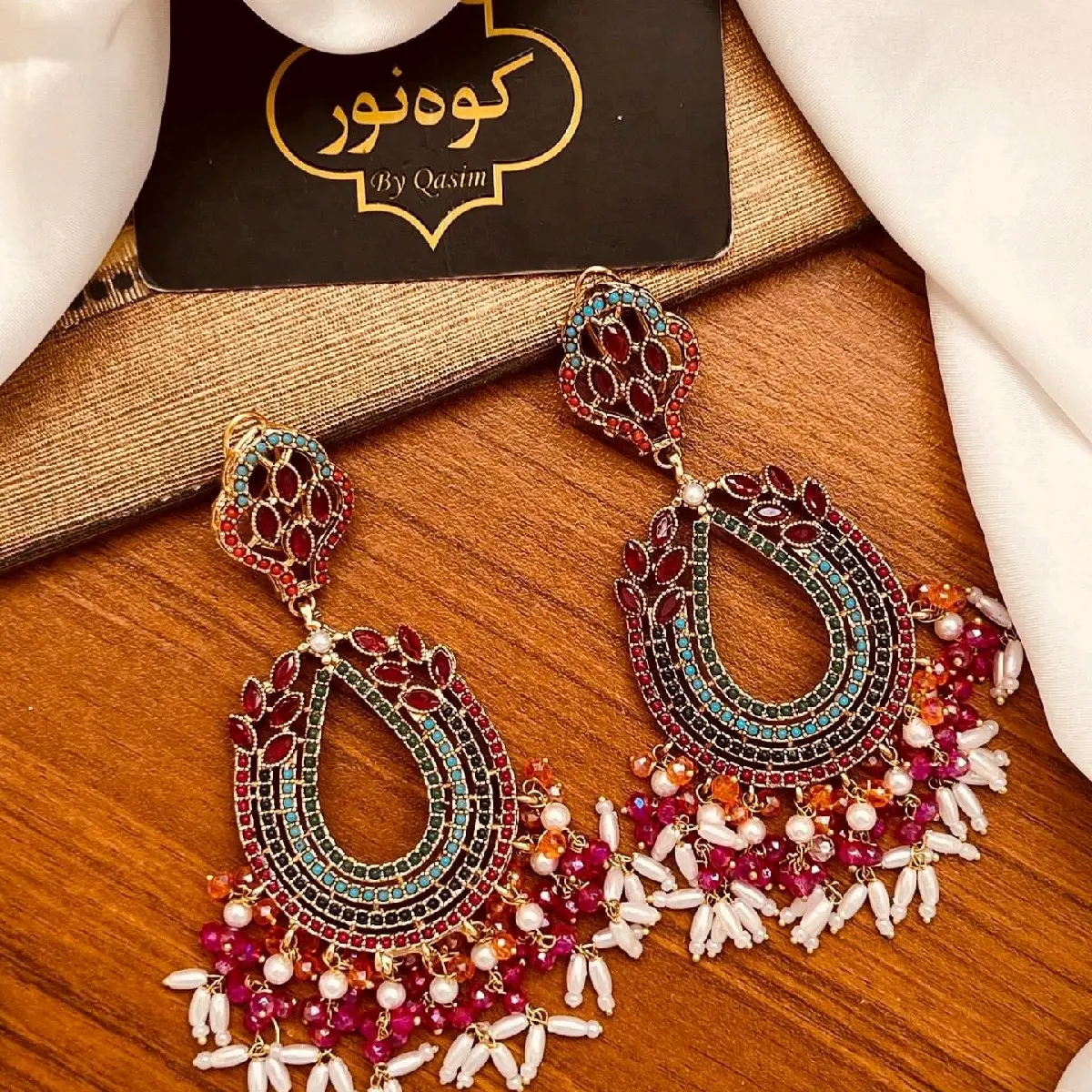 Pakistani Original Gold Plated Noratan Lightweight Big Earrings.....