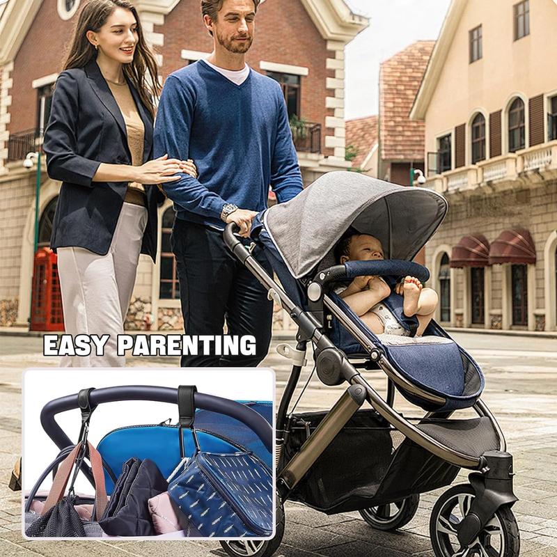 2-Pack Universal Buggy Clips - Non-Slip Black Carabiner Hooks | Securely Attach Shopping Bags, Diaper Bags, or Handbags to Any Pram, Stroller, or Pushchair | Holds up to 5kg | Stroller Accessories 2