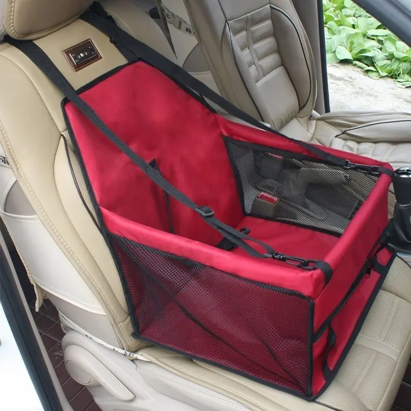 Pet Car Booster Seat Breathable Waterproof Pet Dog Car Supplies Travel Pet Car Carrier Bag Seat Protector Cover with Safety Leash for Small Dogs Cats Puppy (Red) 7