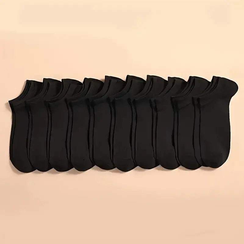 Women's 10 Pairs Plain Ankle Socks, Low Cut Breathable Comfortable Socks For Women, Casual Minimalist Plain Ankle socks, Womenswear  Comfy, Everyday, Simple, School 5