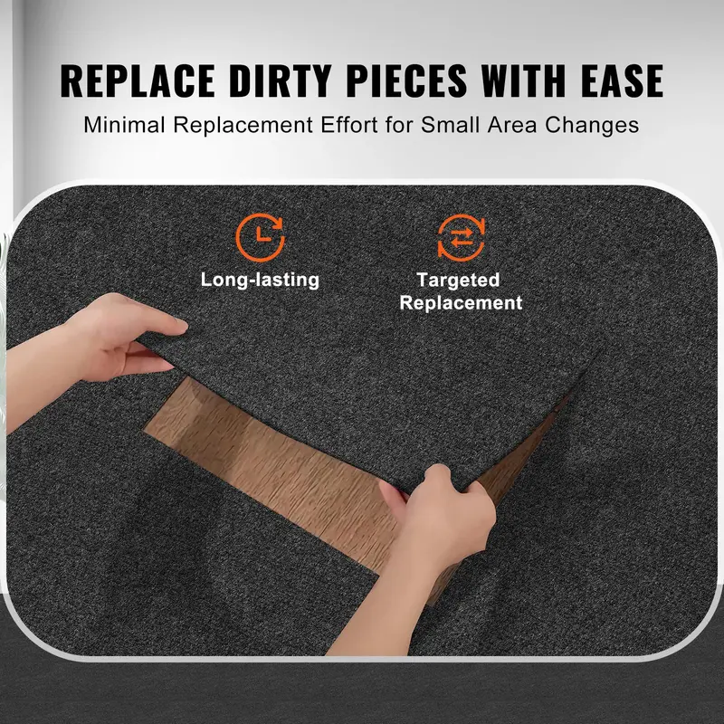 VEVOR Carpet Tiles Peel and Stick, 12” x 12” Squares Self Adhesive Carpet Floor Tile, Soft Padded Carpet Tiles, Easy Install DIY for Bedroom Living Room Indoor Outdoor (12 Tiles, Dark Gray) 5