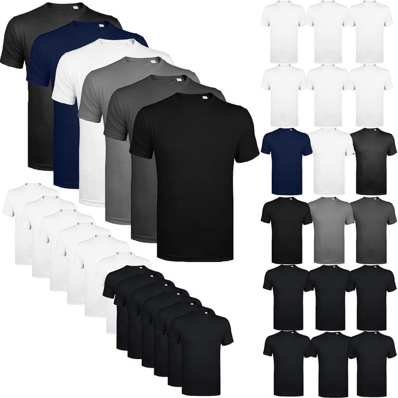 2025 new hot selling models 6 pack mens T-shirt short sleeve shirt crew neck plain assorted cotton top menswear set Gym Fitness running multipack T shirt 0