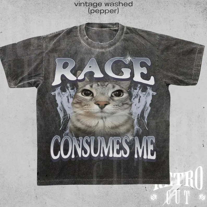 Rage Consumes Me Cat Shirt, Funny Cat Meme T-Shirt, Vintage Unhinged Cat Tee, Silly Cat Graphic Shirt, Weird Humor Unisex Shirt