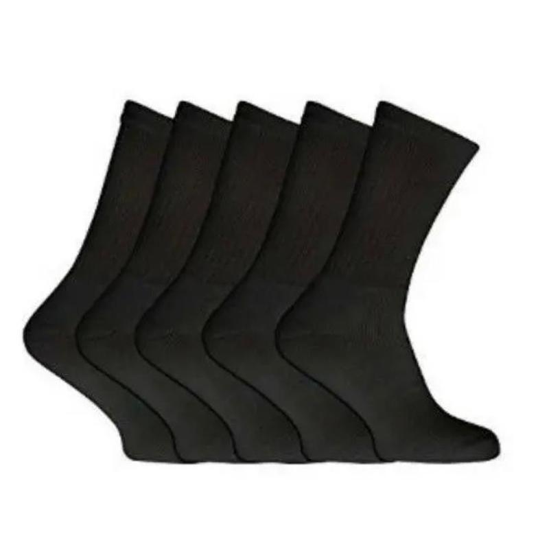 10 Pairs Men's Cotton Rich Black Sports Work Socks Uk Size 6-11 Cotton 3