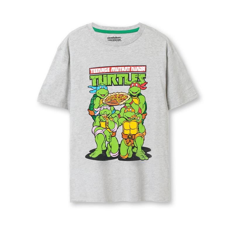 Vanilla Underground x Teenage Mutant Ninja Turtles Mens Black Pizza Short Sleeve Long Leg Pyjama Set 2