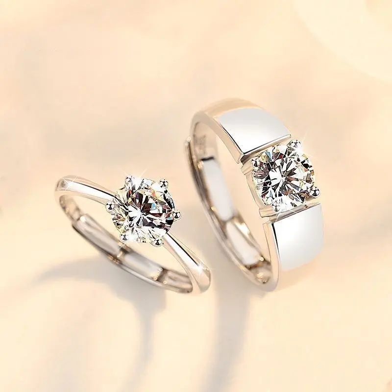 【 Gift 】 can adjust the genuine Mosan diamond couple ring 5