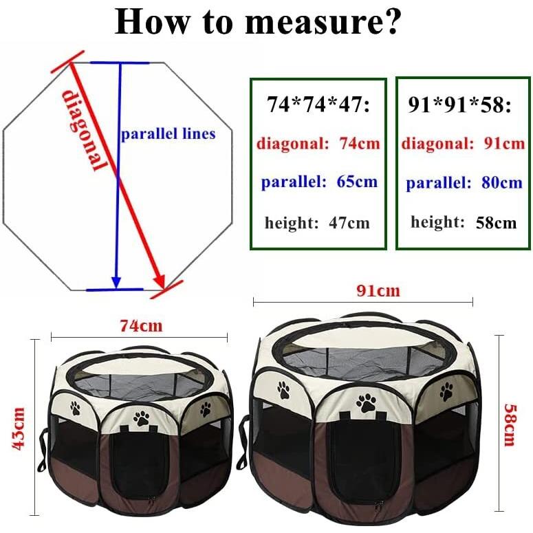 Large Portable Pet Dog Cat Playpen Tent Oxford Fabric Fence Kennel Cage NEW 2