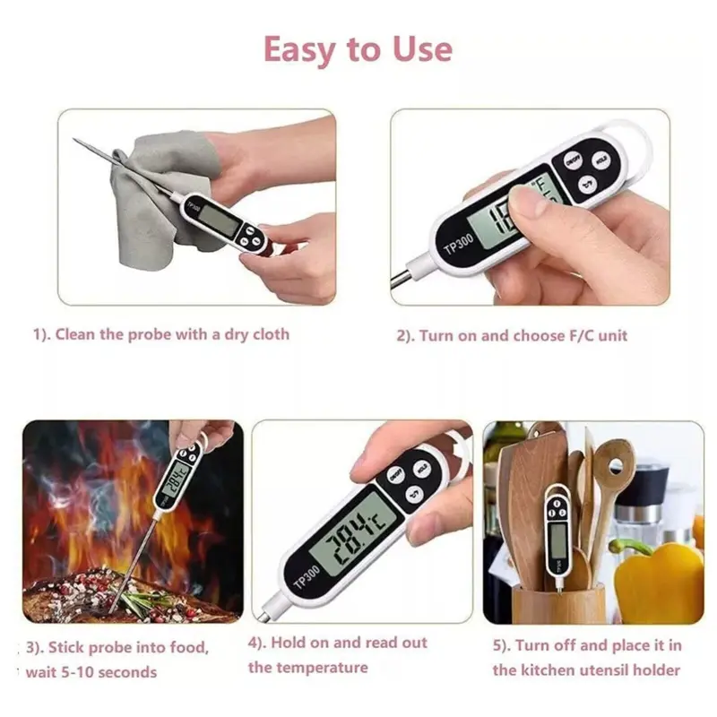 Digital Meat Food Thermometer Temperature Probe for Cooking, Jam, Sugar and BBQ - Kitchen Utensil & Gadget - Utensils 8