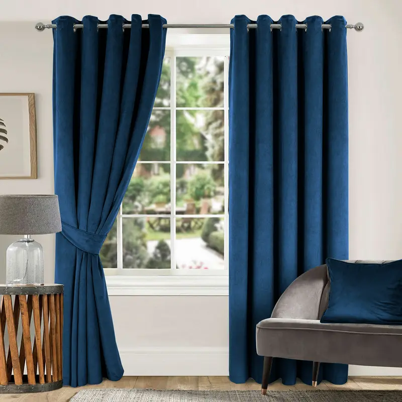 Yorkshire Bedding Lining Velvet Eyelet Curtains Soft Crushed Velvet Curtains With 2 Matching Tie Backs  - Sophisticated Grandeur in Your Living Room 6
